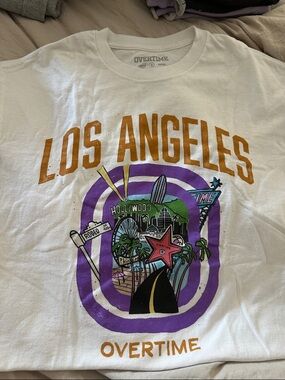 Los Angeles Overtime Graphic Tee - White with Purple & Gold